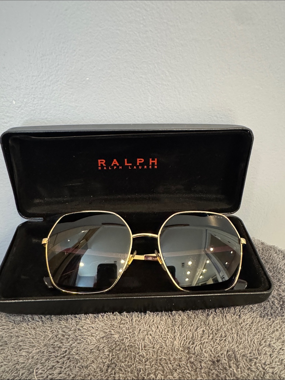 Ralph Lauren Gold Frame Black Lens Women's Sunglasses